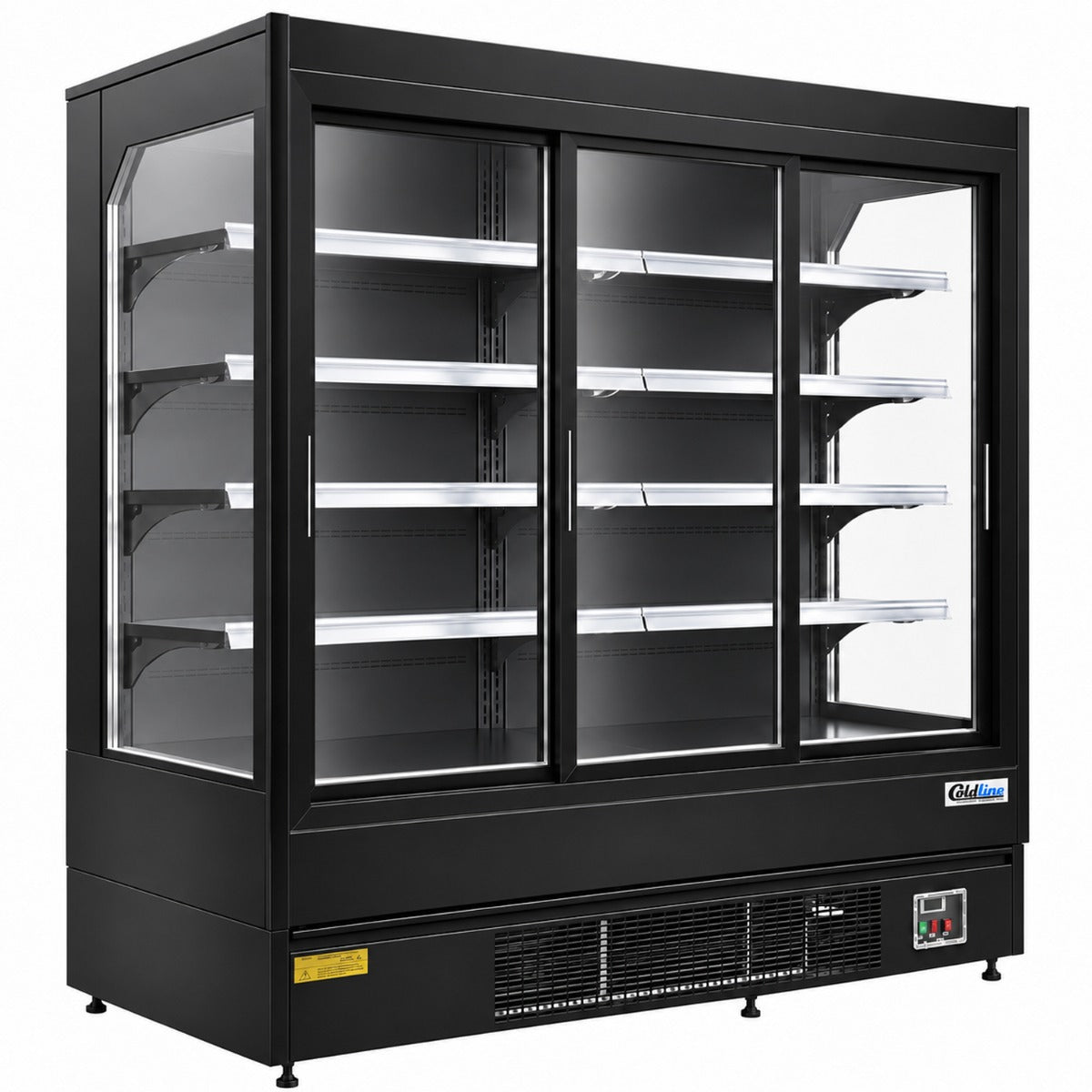 Coldline SGCD-76-B 76" Deep Depth Multi Deck Sliding Door Merchandiser Refrigerator with LED Lighting- Black