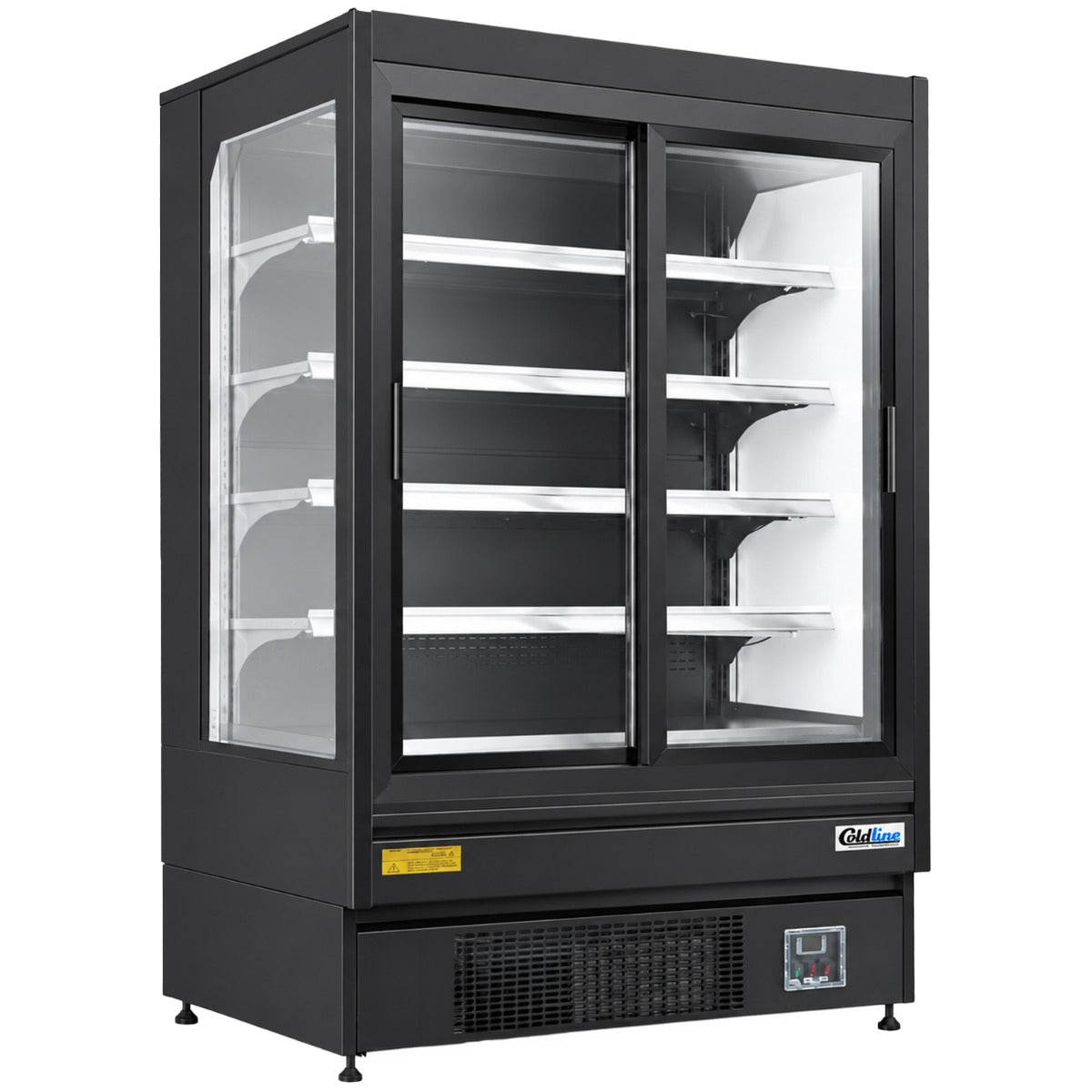 Coldline SGCD-51-B 51" Deep Depth Multi Deck Sliding Door Merchandiser Refrigerator with LED Lighting- Black
