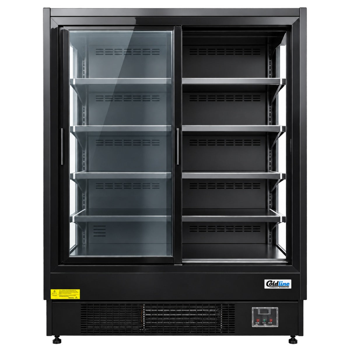 Coldline SGCD-51-B 51" Deep Depth Multi Deck Sliding Door Merchandiser Refrigerator with LED Lighting- Black