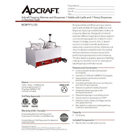 NCW1P1L120 Spec Sheet