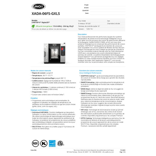 Spec Sheet French