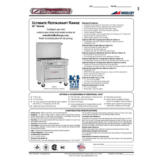 Product Family Spec Sheet