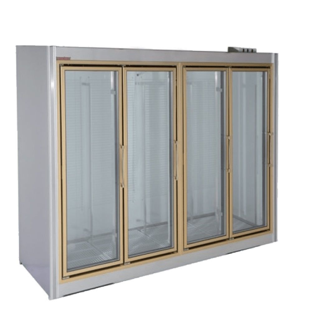 Universal  ADM-4 FREEZER_B 103" Stainless Steel Four Swing Glass Door Remote Merchandiser Freezer