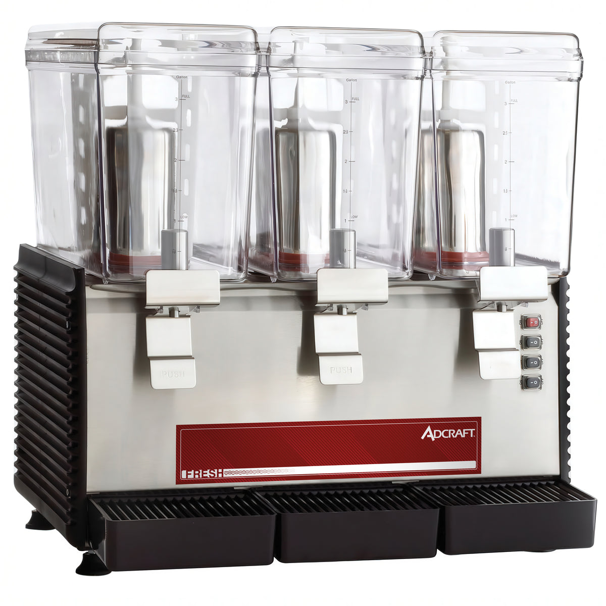 Adcraft ADC3BRDD Beverage Dispenser with 3 Bowls / Paddle Type - 3.0 Gal (each) - 880W