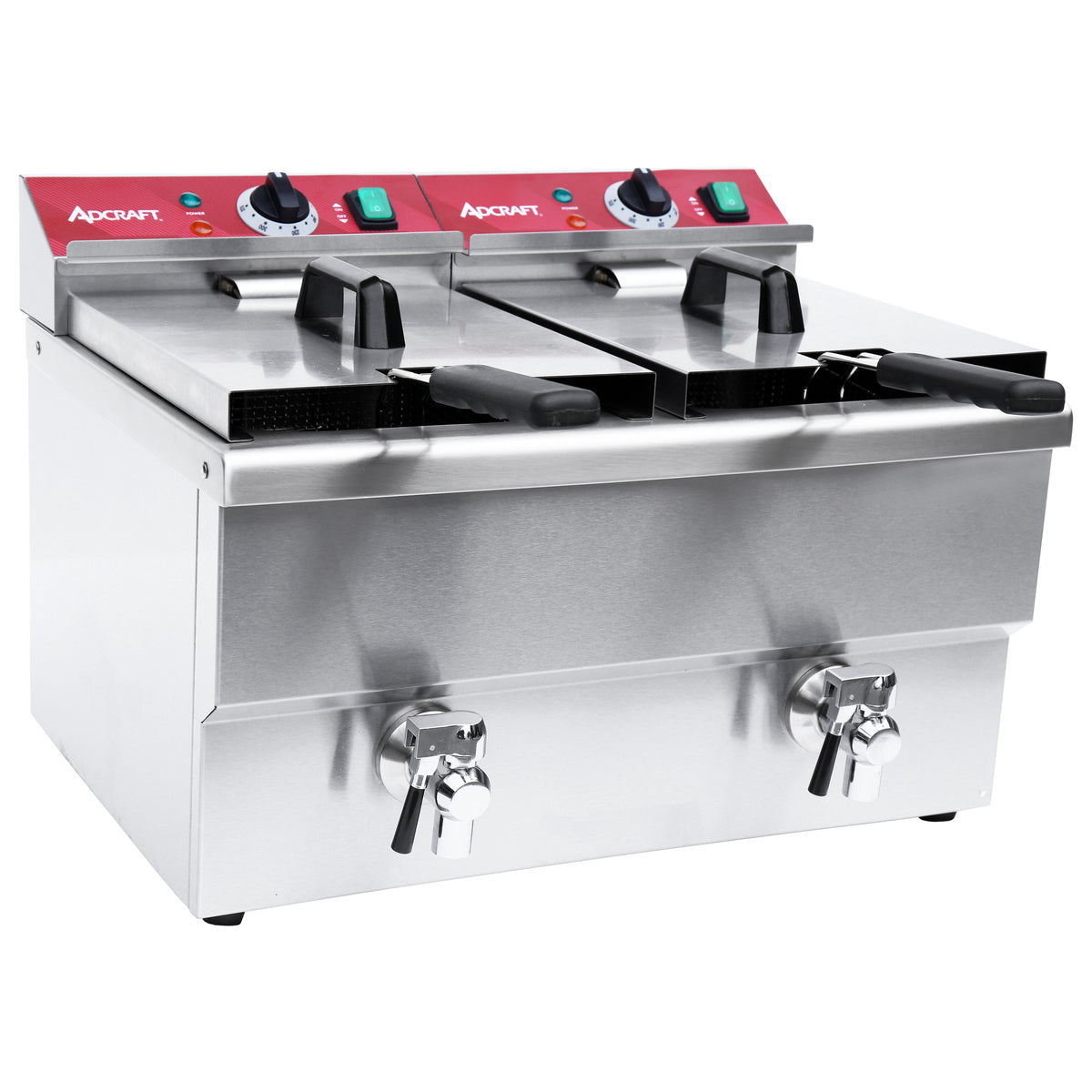 Adcraft DF12L2S Countertop Electric Deep Fryer, Split Pot, 32 Ibs, 220-240v/60/1-ph, Stainless Steel