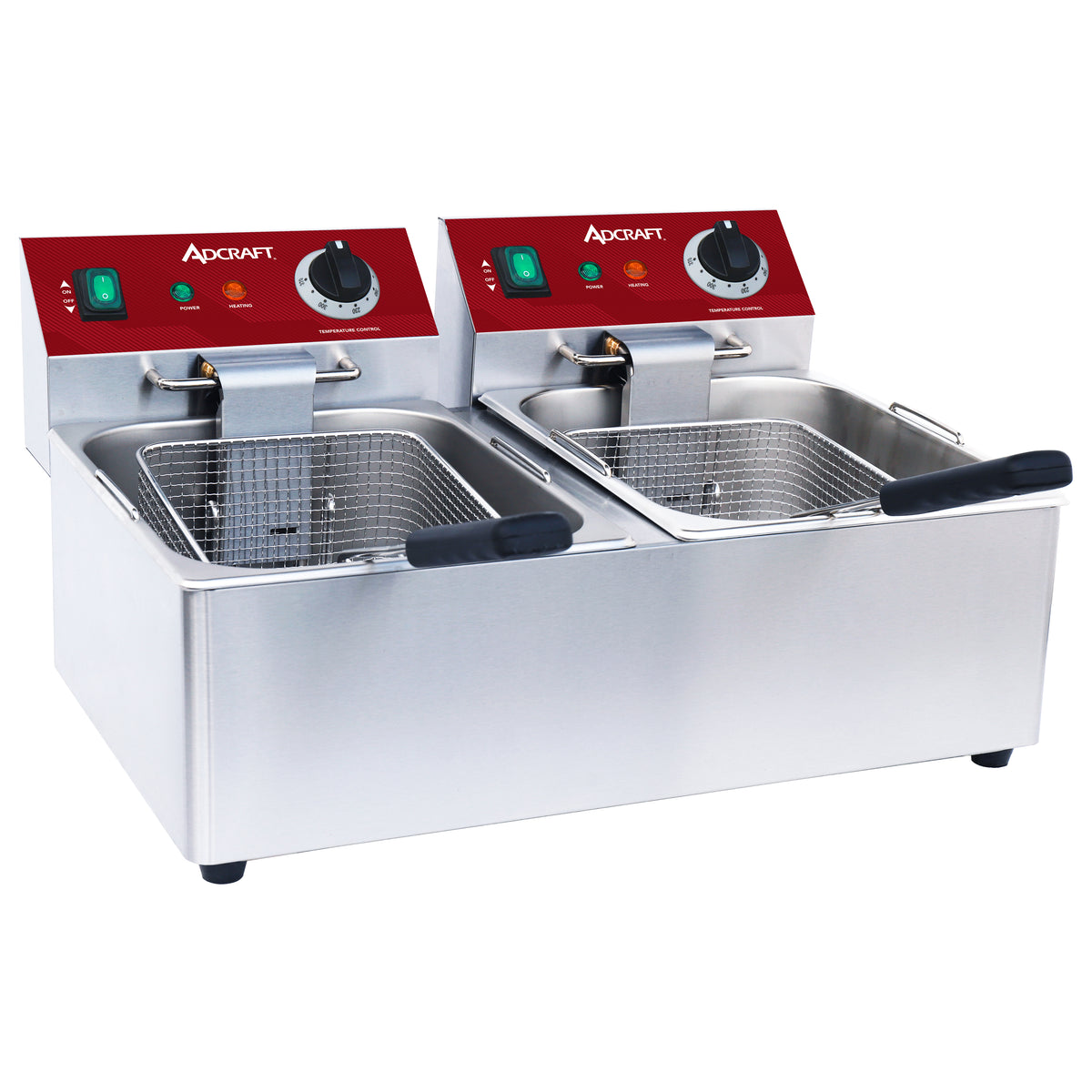 Adcraft DF6L2S 21.6" Countertop Electric Deep Fryer, Full Pot, 20 Ibs, 120v/60/1-ph, Stainless Steel