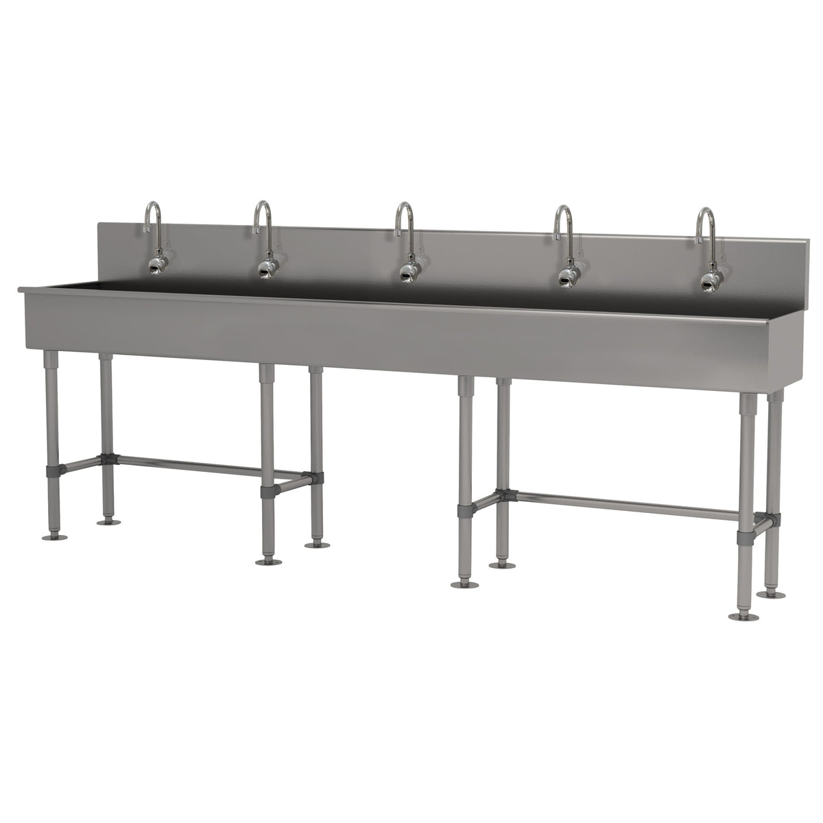 Advance Tabco 19-FM-100EF 100" Freestanding Multi-Station Hand Sink with e-Faucet- 16 gauge