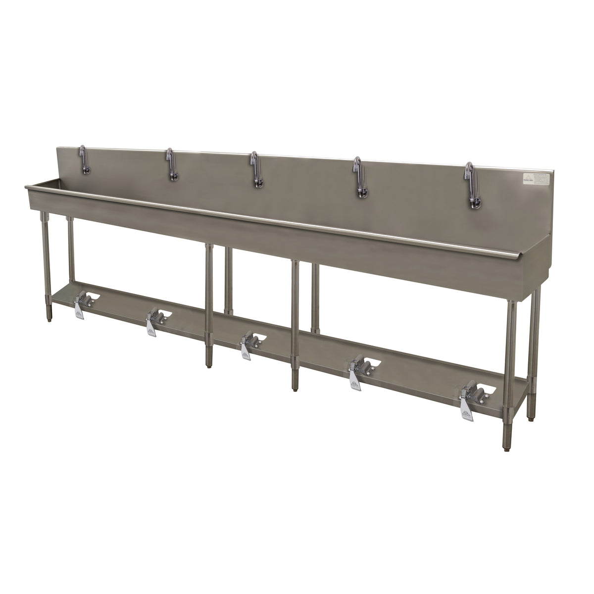 Advance Tabco 19-FM-100FV 100" Freestanding Multi-Station Hand Sink without Faucet w/Foot Valves