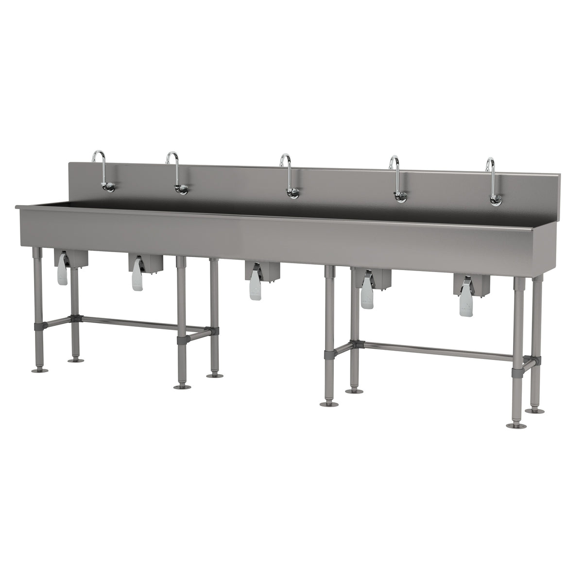 Advance Tabco 19-FM-100KV 100" Freestanding Multi-Station Hand Sink without Faucet w/Knee Valves