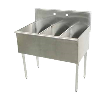 Advance Tabco 6-3-48 48" Three Compartment Sink, 16"W x 21"L Bowl Without Drainboard