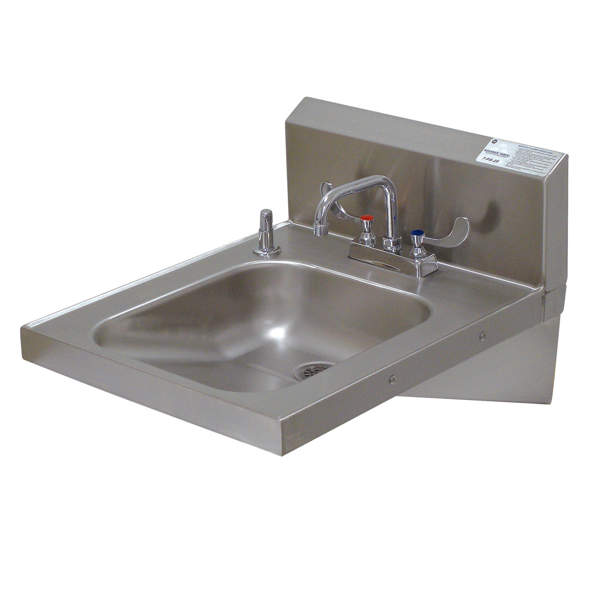Advance Tabco 7-PS-25 20" Wall Mounted Hand Sink with Wrist Faucet & Soap Dispenser - 18 gauge