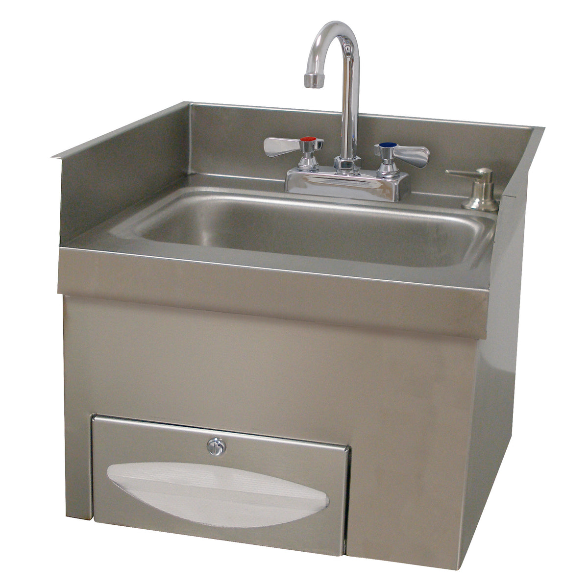 Advance Tabco 7-PS-42A 13" Hand Sink with Faucet, Soap & Towel Dispenser - 3 Splashes