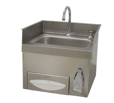 Advance Tabco 7-PS-43 18" Recessed Hand Sink w/Faucet, Single Knee Valve, Soap & Towel Dispenser