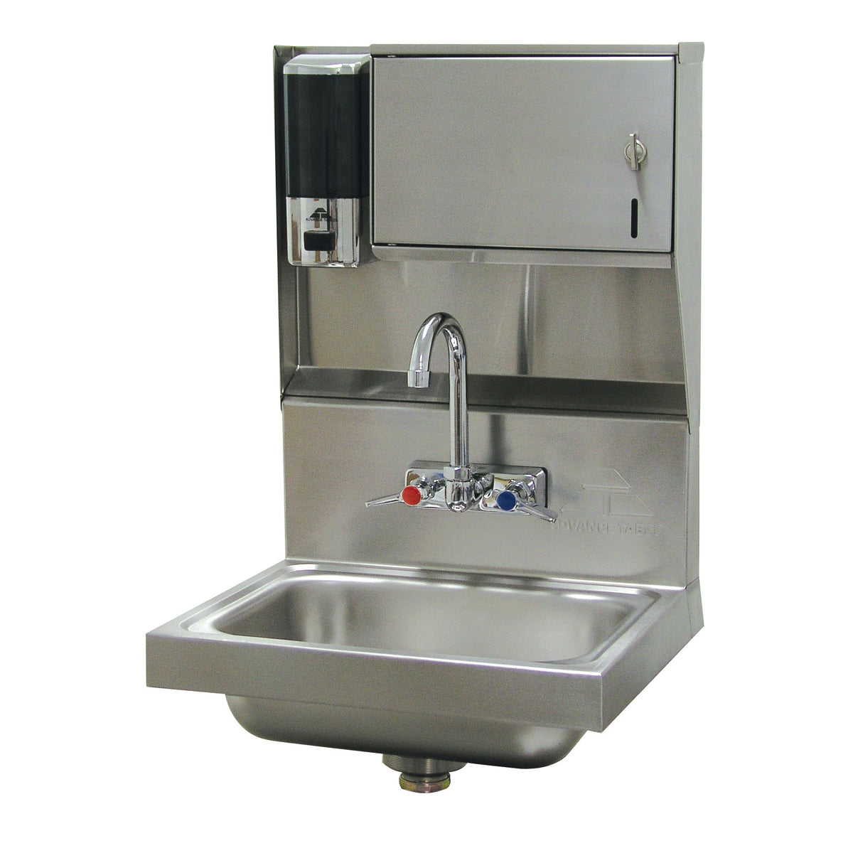 Advance Tabco 7-PS-79 17" Wall Mounted Hand Sink with Faucet, Soap & Towel Dispenser - 20 gauge