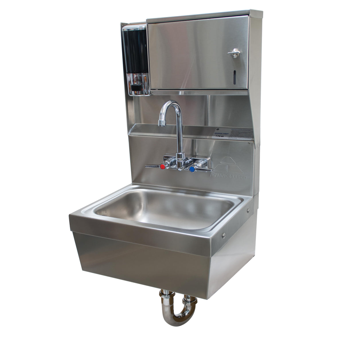 Advance Tabco 7-PS-85 17" Wall Mounted Hand Sink with Faucet, Soap & Towel Dispenser - 20 gauge