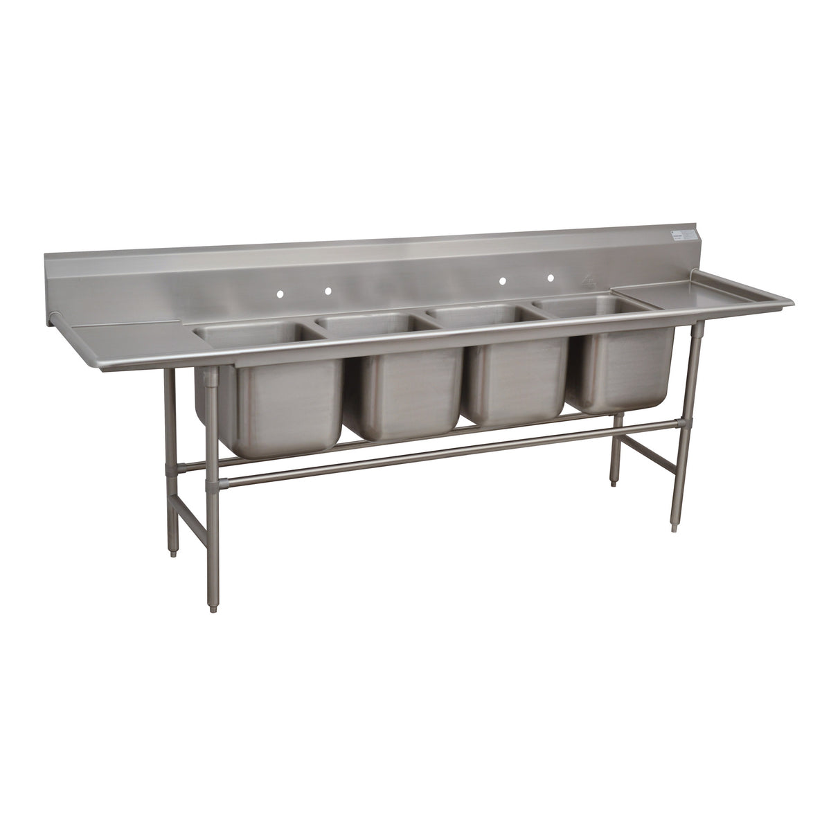 Advance Tabco 94-4-72-24RL 122" Four Compartment Sink, 16"W x 20"L Bowl With 2 Drainboards