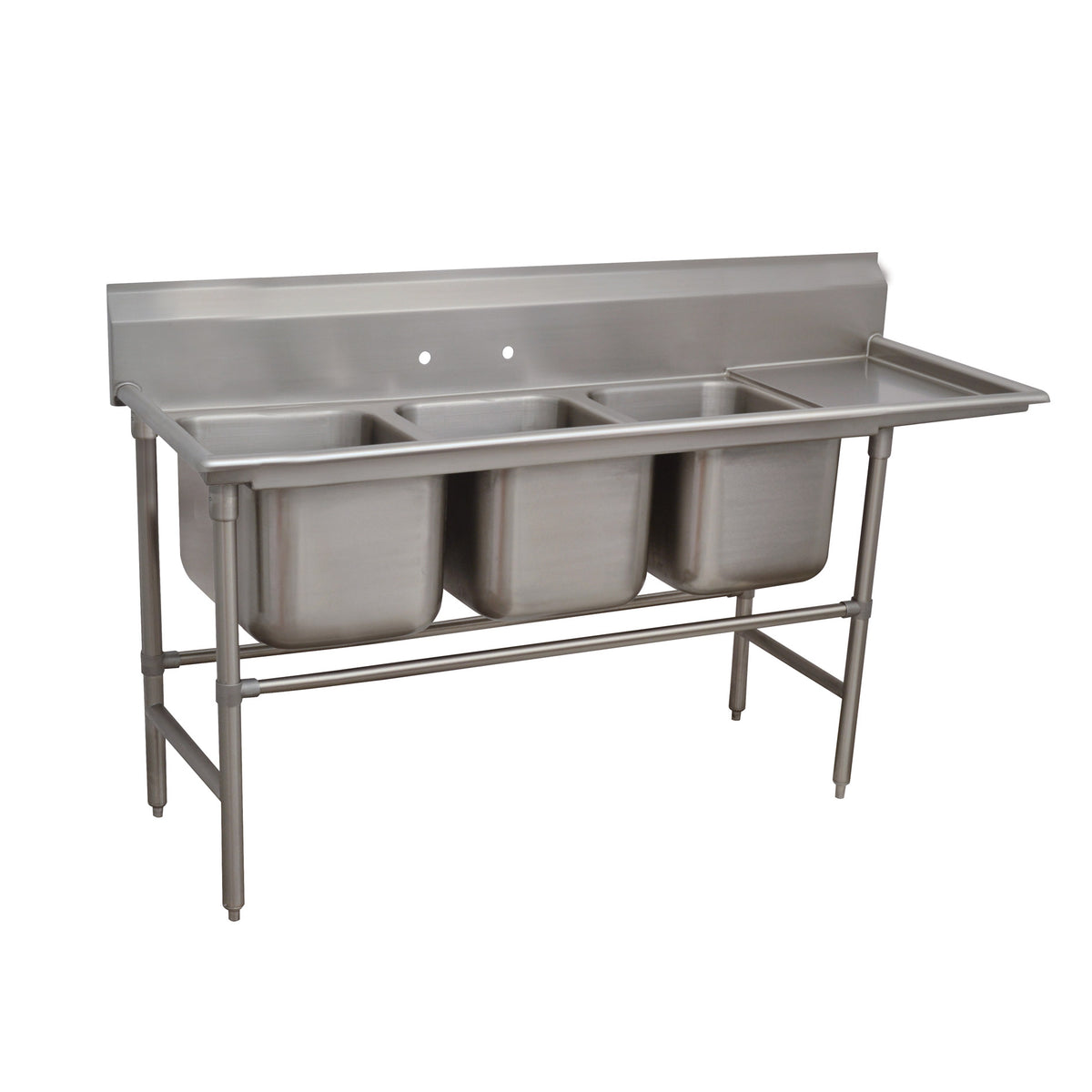 Advance Tabco 94-83-60-36R 107" Three Compartment Sink, 20"W x 28"L Bowl With Right-Hand Drainboard