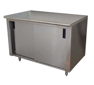 Advance Tabco CB-SS-3612 Cabinet Base Sliding Door Work Table with 4 Doors, 144"W X 36"D