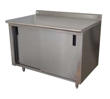 Advance Tabco CF-SS-2410 Cabinet Base Sliding Door Work Table with 4 Doors , 120"W X 24"D / Upturn