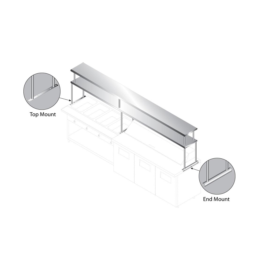 Advance Tabco CU-24-60-2 Overshelf, Double, 60"W X 24"D, 18/430 Stainless Steel