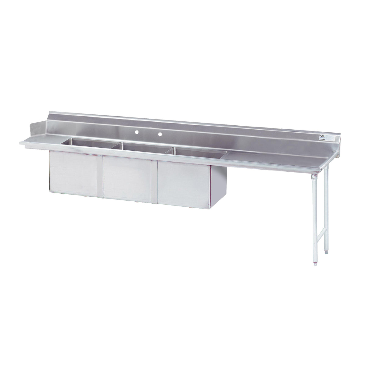 Advance Tabco DTC-3-1620-84R 83" Dishtable with Potsinks, 23" Right Drainboard, 3 Bowls