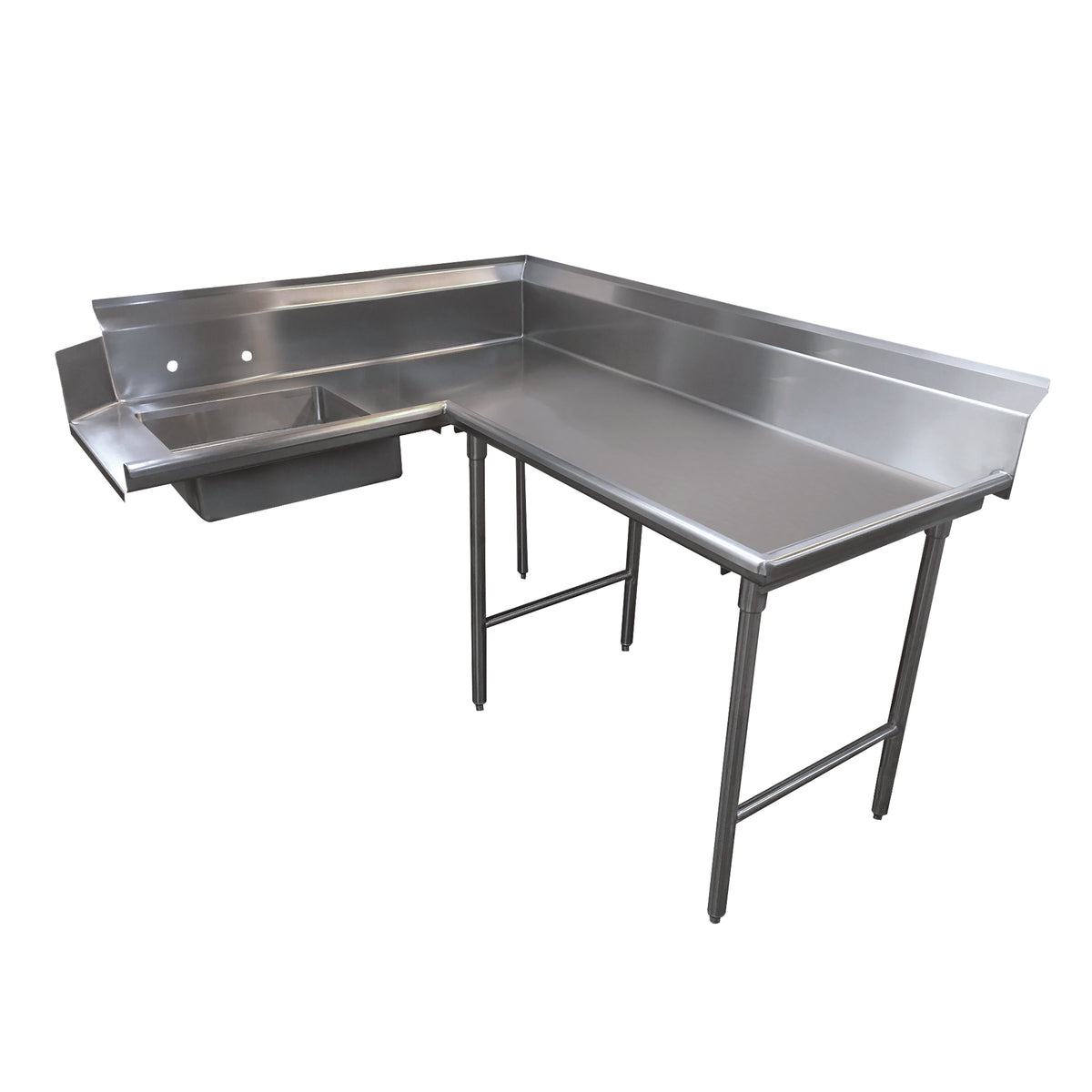 Advance Tabco DTS-K30-60R Soiled "L" Shaped Dishtable w/ Right Table, Pre-Rinse Sink, 10.5" Backsplash