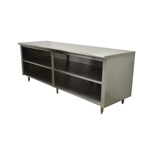 Advance Tabco EEB-SS-249M 108" Economy Cabinet Base Open Front Work Table with Mid-Shelf