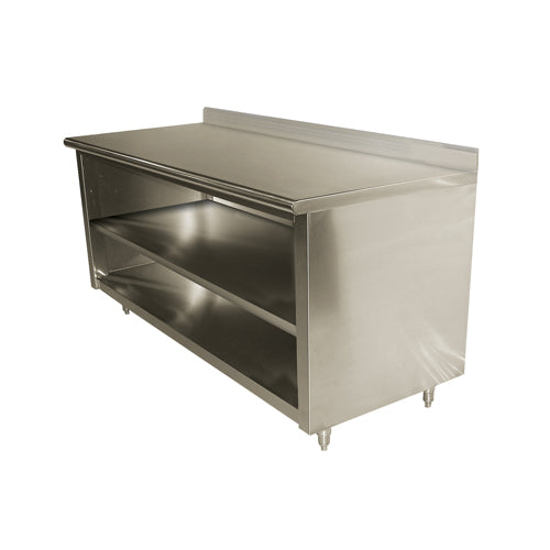 Advance Tabco EEK-SS-305M 60" Special Value Cabinet Base Open Front Work Table with Mid-Shelf