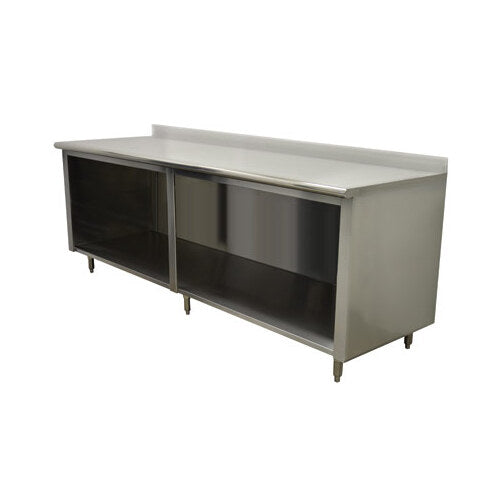 Advance Tabco EEK-SS-307 84" Special Value Cabinet Base Open Front Work Table / 16 Gauge Top