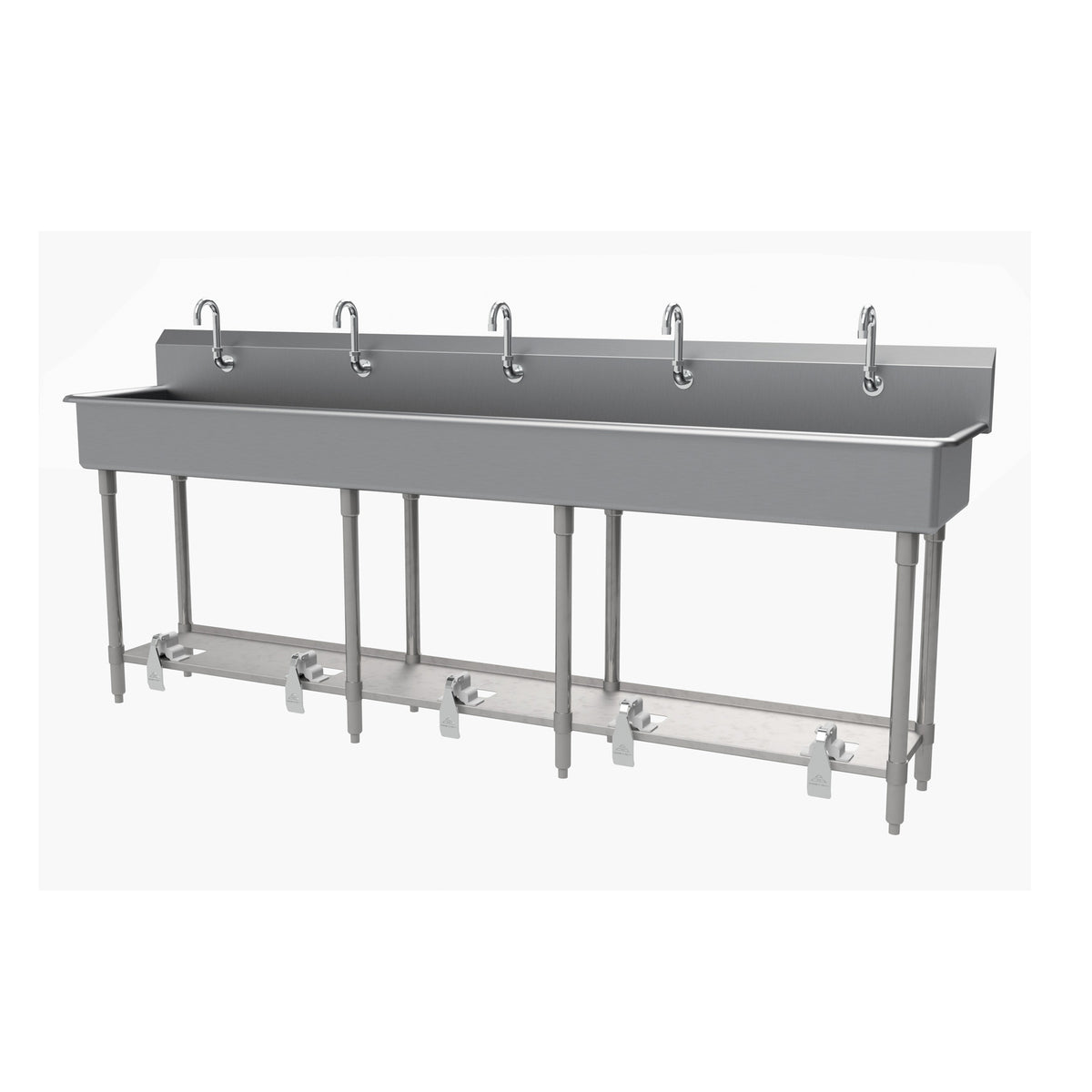 Advance Tabco FC-FM-100FV 100" Freestanding Multi-Station Hand Sink without Faucet w/Foot Valves