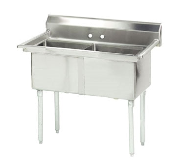 Advance Tabco FE-2-1620-X 37" Two Compartment Sink, 16"W x 20"L Bowl Without Drainboard