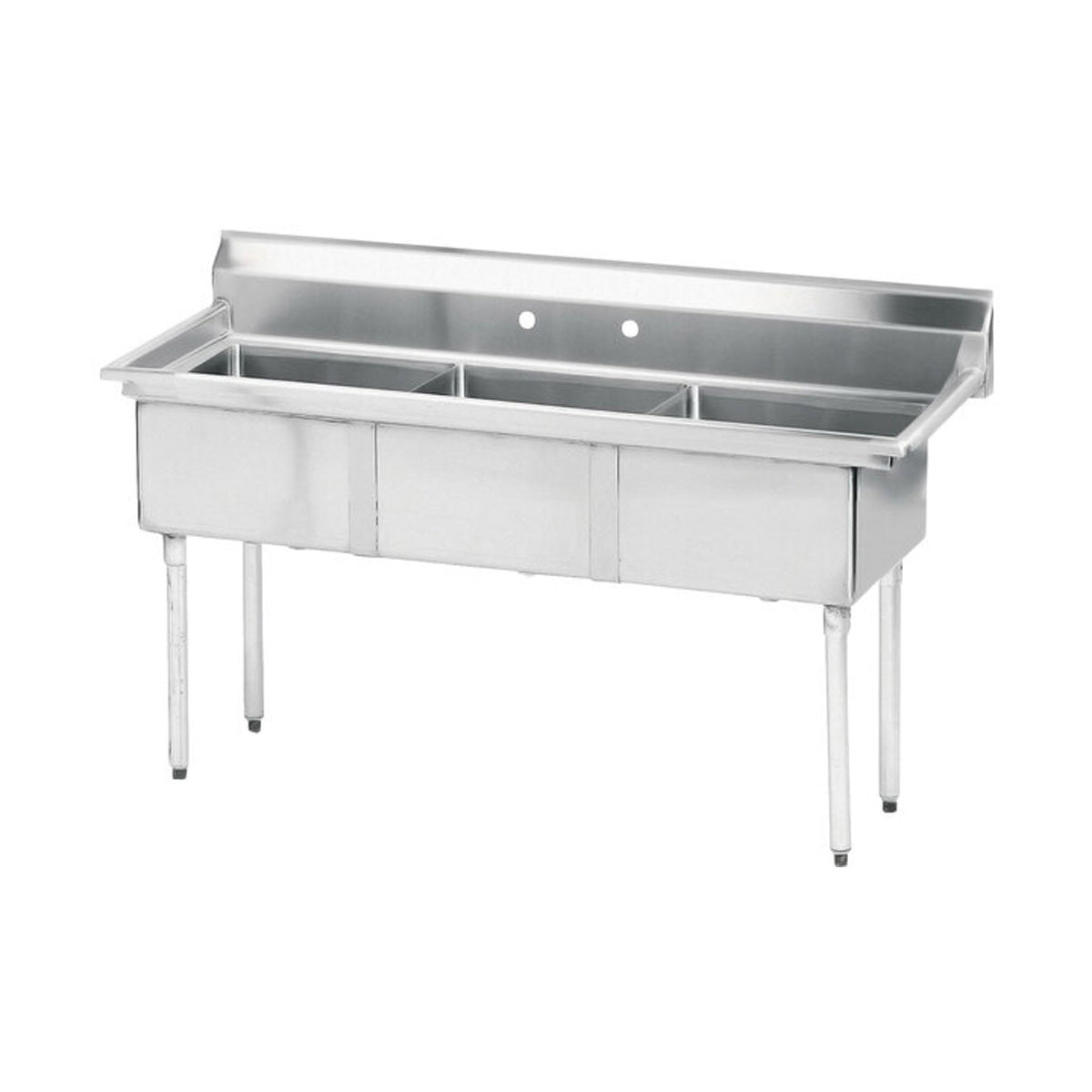 Advance Tabco FE-3-1515-X 50" Three Compartment Sink, 15"W x 15"L Bowl Without Drainboard