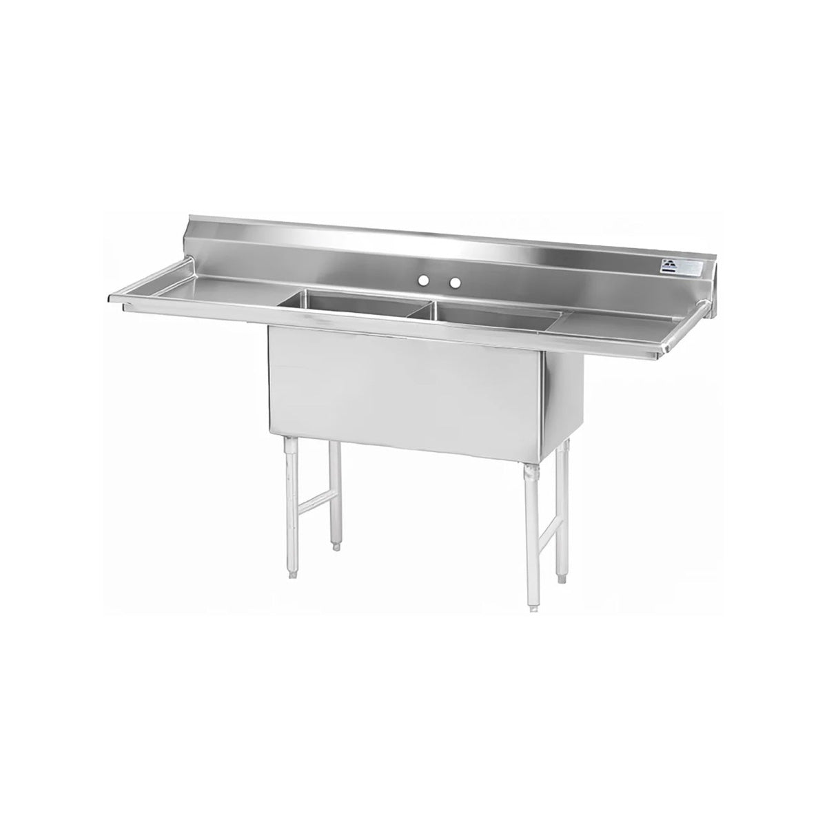 Advance Tabco FS-2-2030-18RL 76" Two Compartment Sink, 20"W x 30"L Bowl With 2 Drainboards