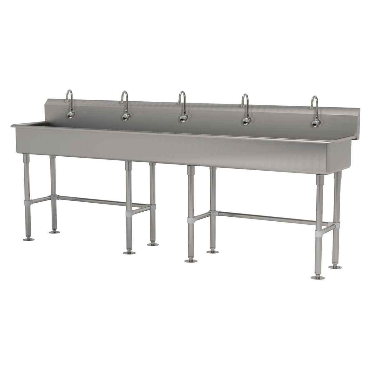 Advance Tabco FS-FM-100EF 100" Freestanding Multi-Station Hand Sink with e-Faucet - 14 gauge