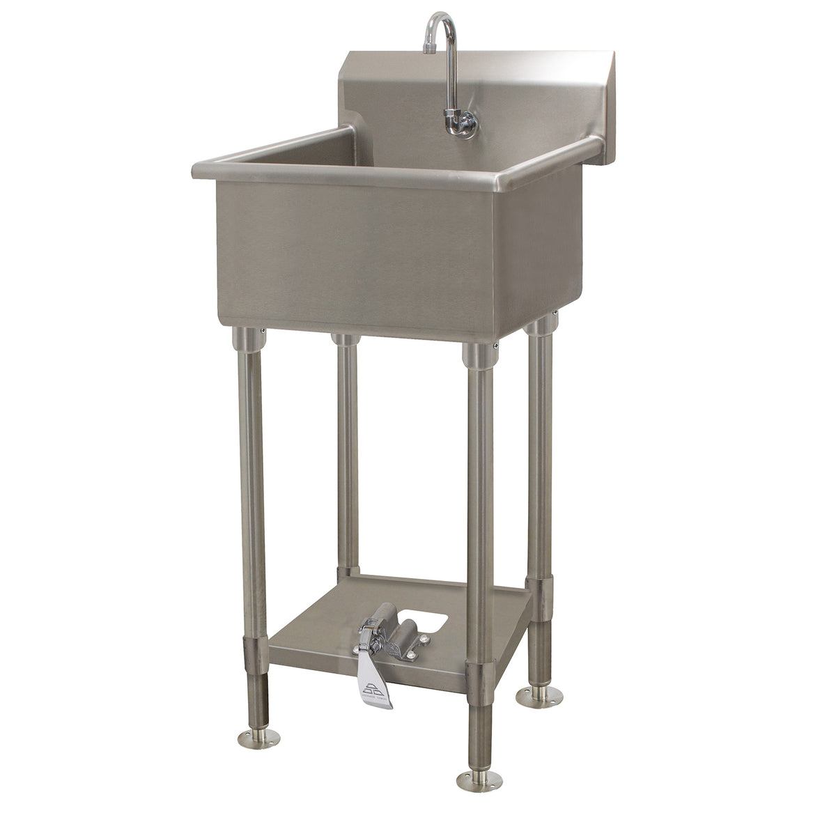 Advance Tabco FS-FM-2721FV 27" Freestanding Hand Sink without Faucet - Single Foot Valve / 14 g