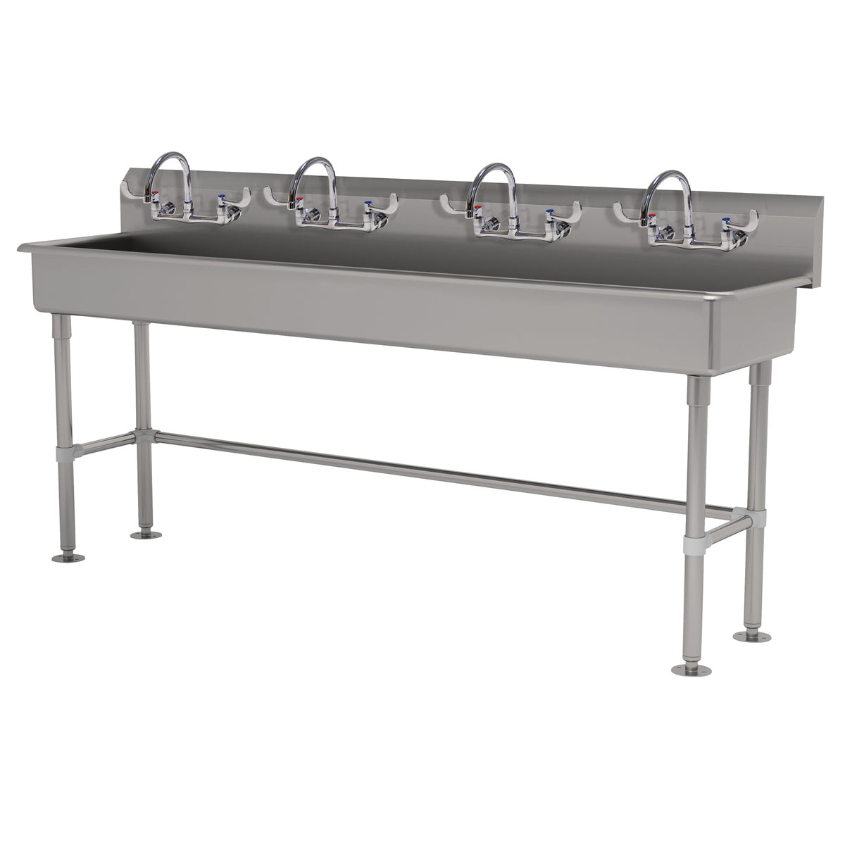 Advance Tabco FS-FM-80-ADA-F 80" Freestanding Multi-Station Hand Sink with Wrist Faucet - 14 gauge