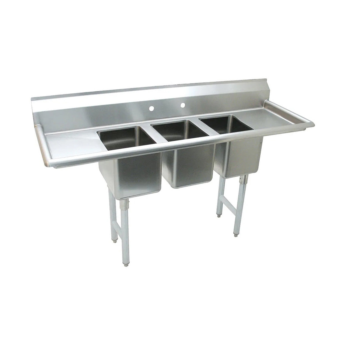 Advance Tabco K7-CS-32 64" Three Compartment Sink, 12"W x 20"L Bowl With 2 Drainboards