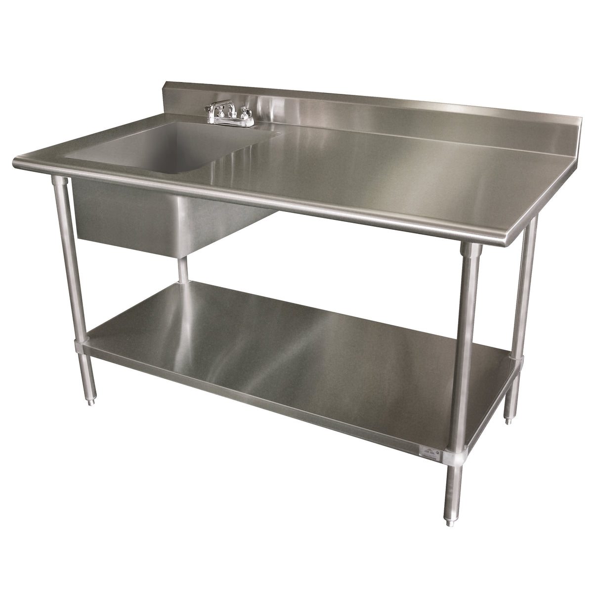 Advance Tabco KLAG-11B-305L-X 60" Prep Table Sink Unit, Bowl on Left with Faucet - 16 Gauge