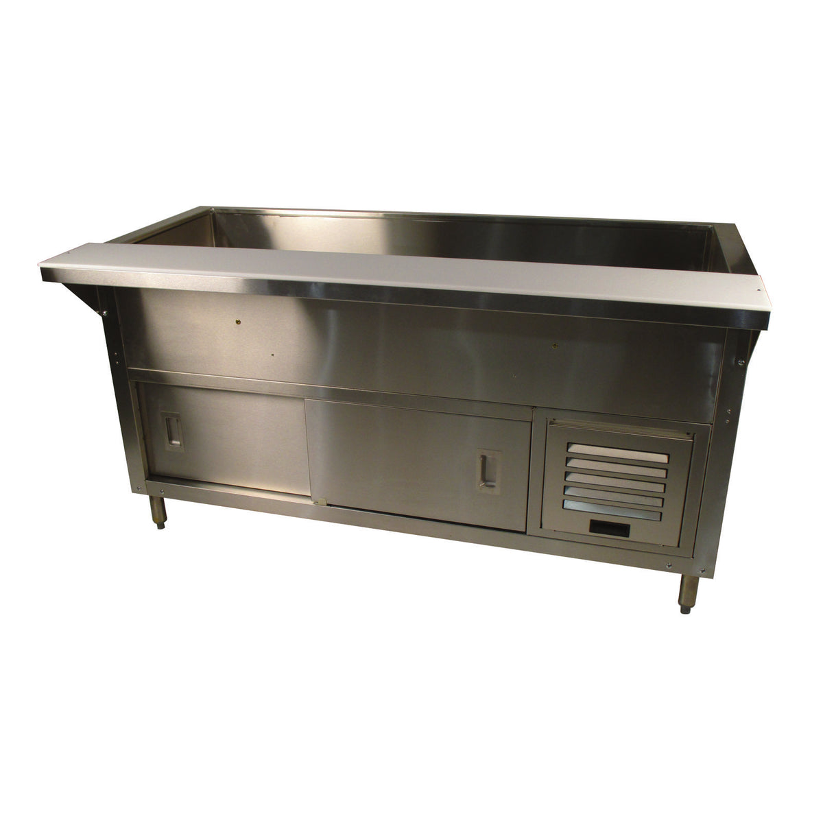 Advance Tabco MACP-3-DR 47" Refrigerated Cold Pan Table w/ Enclosed Base and Sliding Doors, (3) Pan