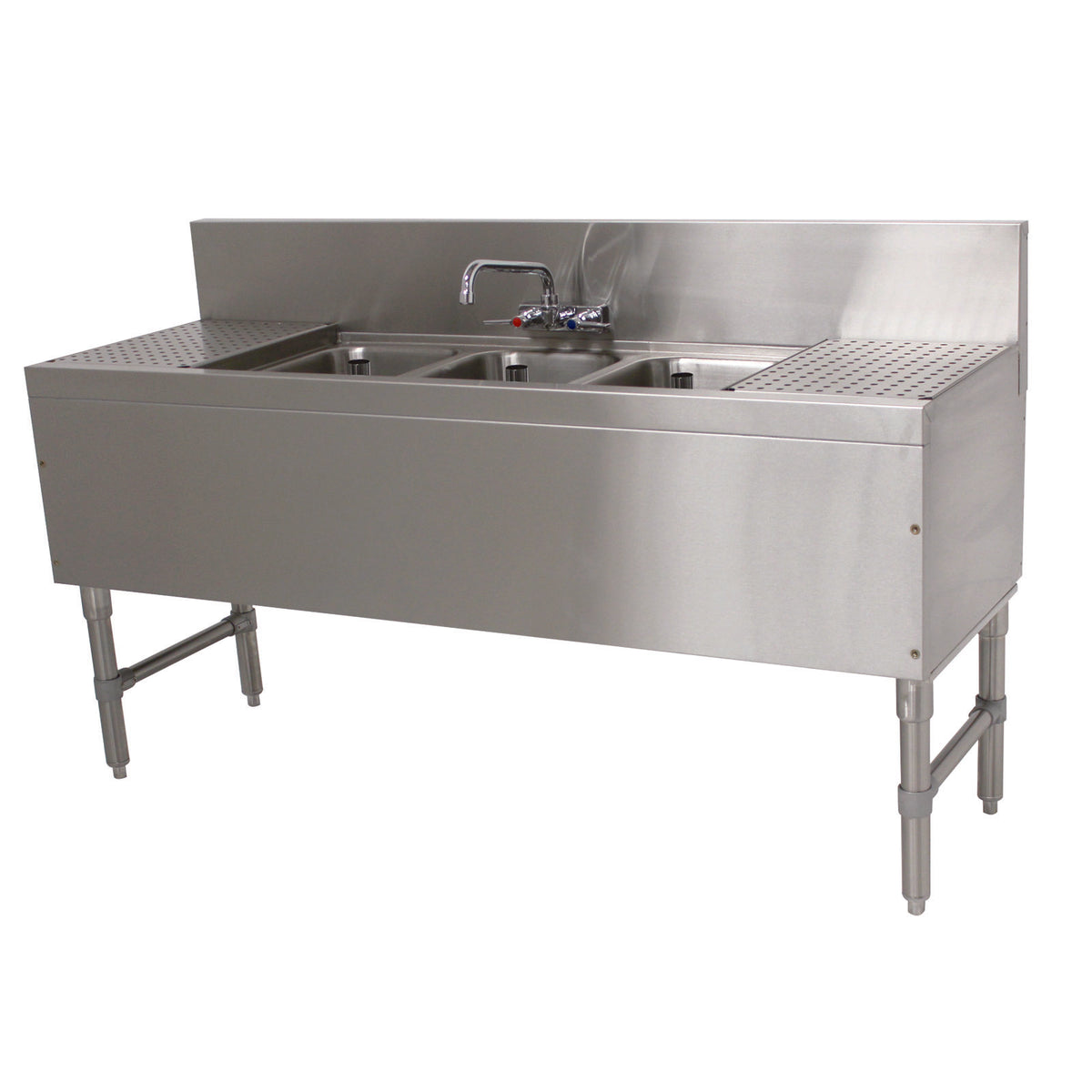 Advance Tabco PRB-19-53C 60" Underbar Sink Units, 3 Compartment with 2 Drainboards