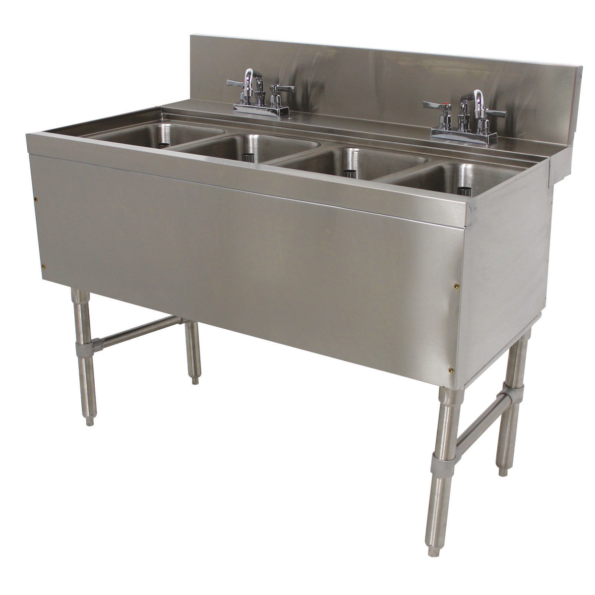 Advance Tabco PRB-24-44C 48" Underbar Sink Units, 4 Compartment without Drainboard