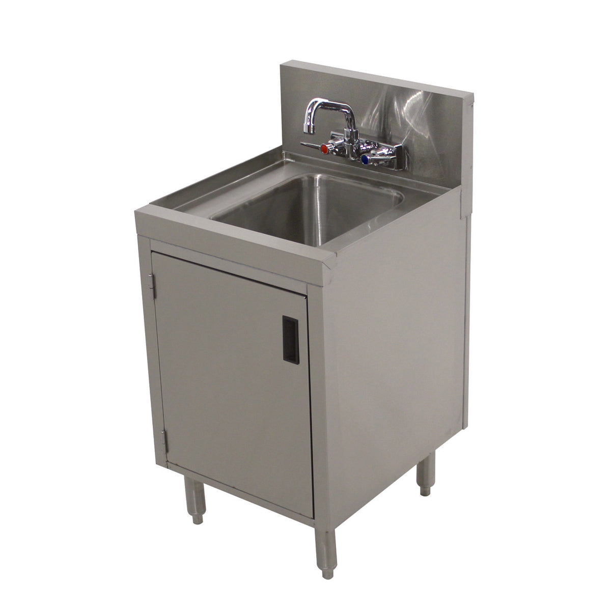 Advance Tabco PRHSC-19-12 12" Free Standing Underbar Hand Sink Unit w/ Cabinet Base & Hinged Door