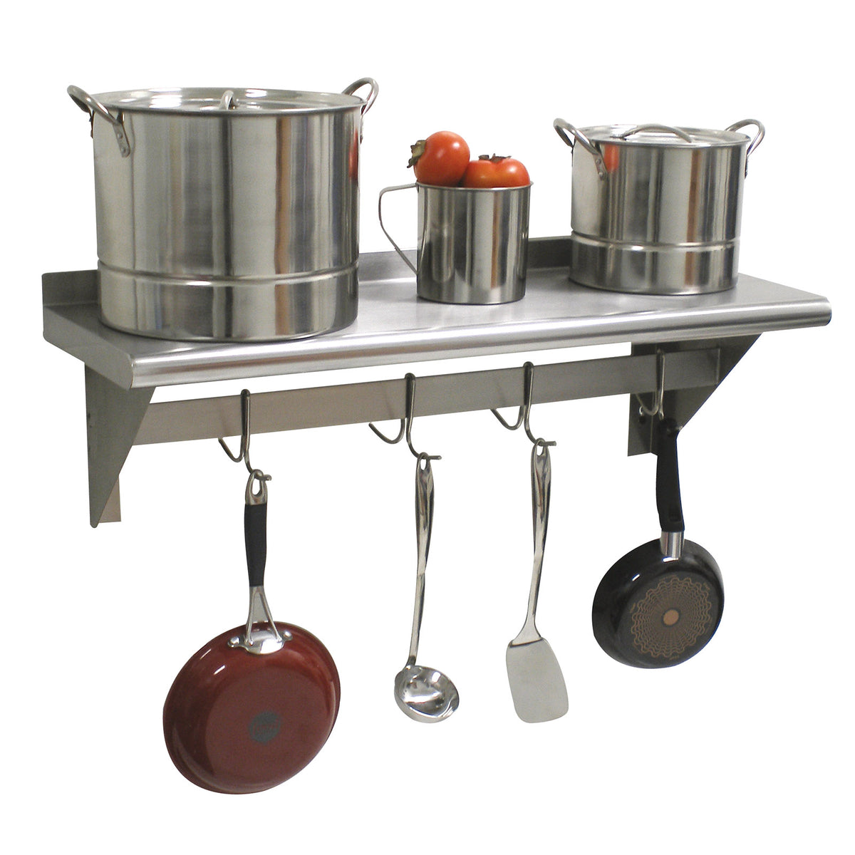 Advance Tabco PS-12-36 Stainless Steel Wall Mounted Shelf with Pot Rack - 36"W x 12"D