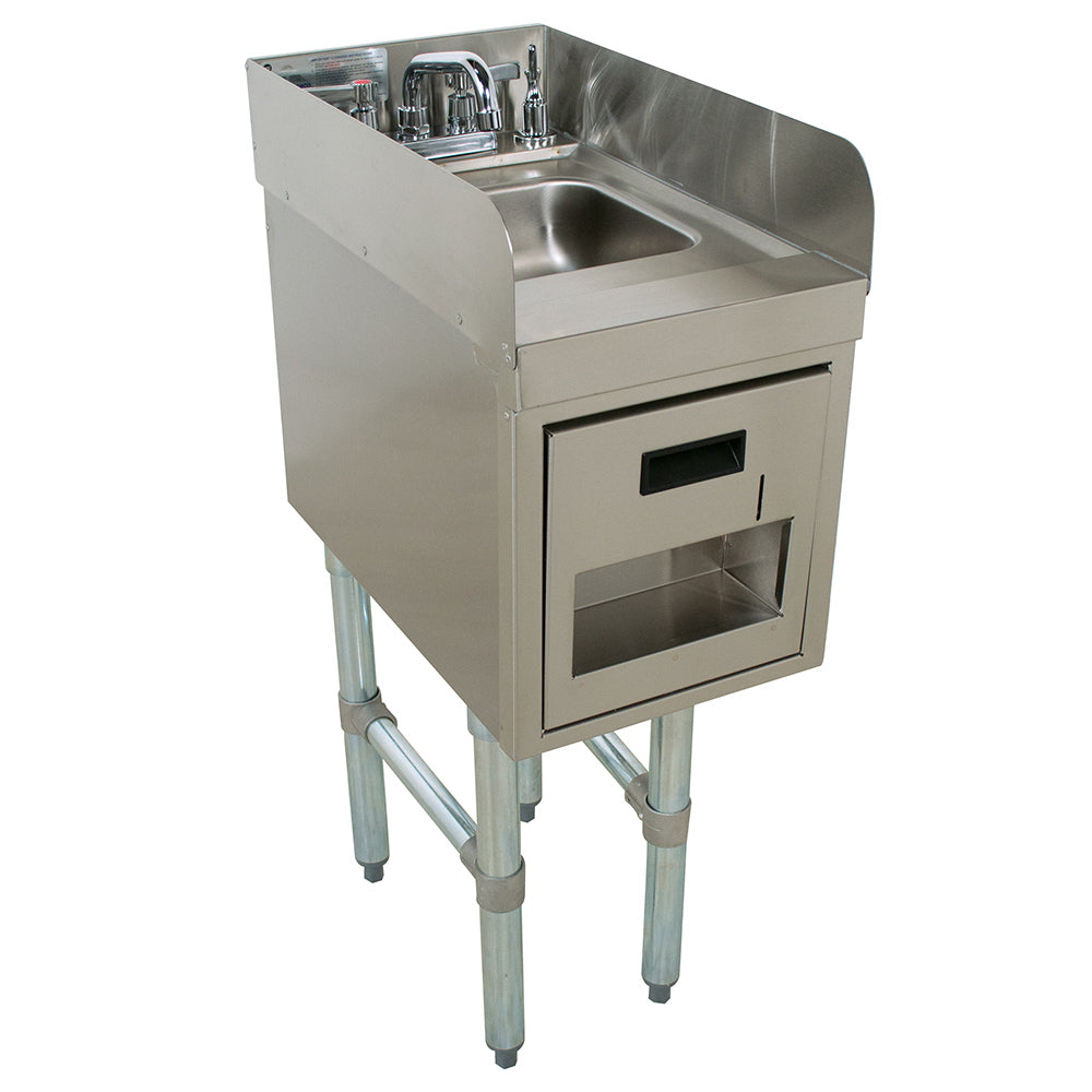Advance Tabco SC-15-TS-S 15" Free Standing Underbar Hand Sink Unit w/ Soap & Towel Dispenser