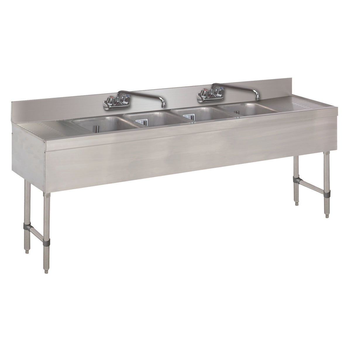 Advance Tabco SLB-64C 72" Underbar Sink Units, 4 Compartment with 2 Drainboards