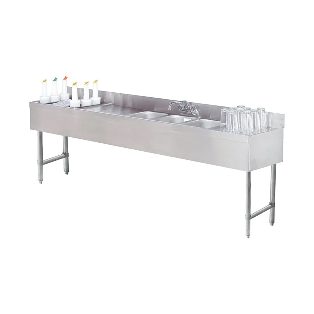 Advance Tabco SLC-73C-L 84" Sink Combo Underbar Ice Bin/Cocktail Station, 54 lbs - Left