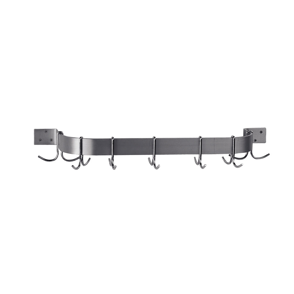 Advance Tabco SW1-120 , 120" Stainless Steel Single Bar Wall Mounted Pot Rack w/ 9 Double Prong Hooks