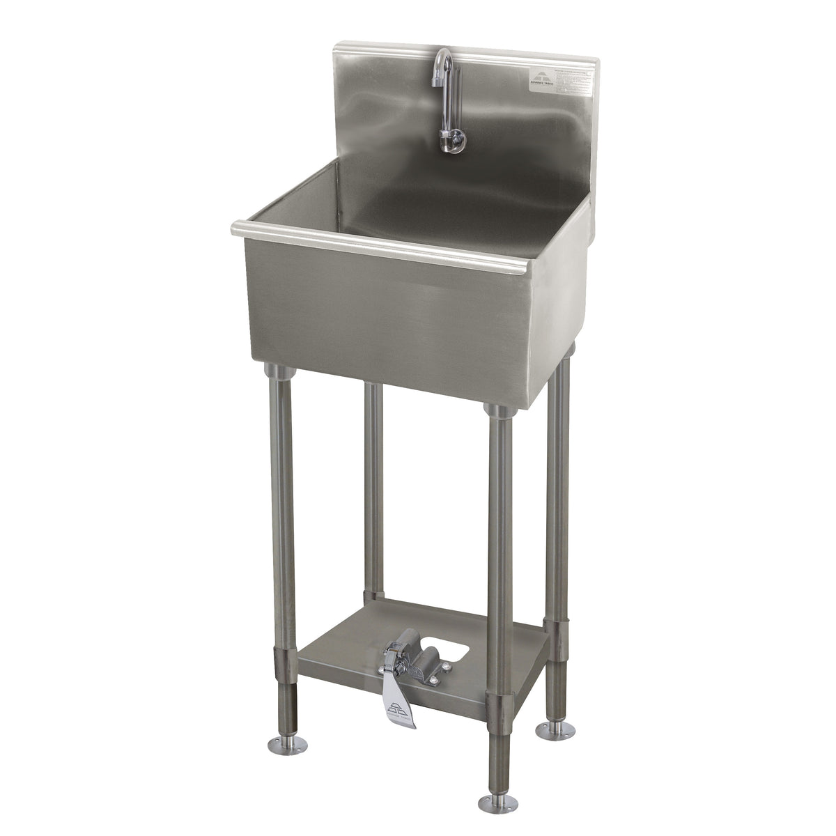 Advance Tabco WSS-14-21FV-FM 18" Freestanding Hand Sink without Faucet-Single Foot Valve/16 gauge