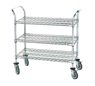 Advance Tabco WUC-1842R Chrome 3 Shelf Wire Utility Cart w/ Rubber Casters - 42" x 18"