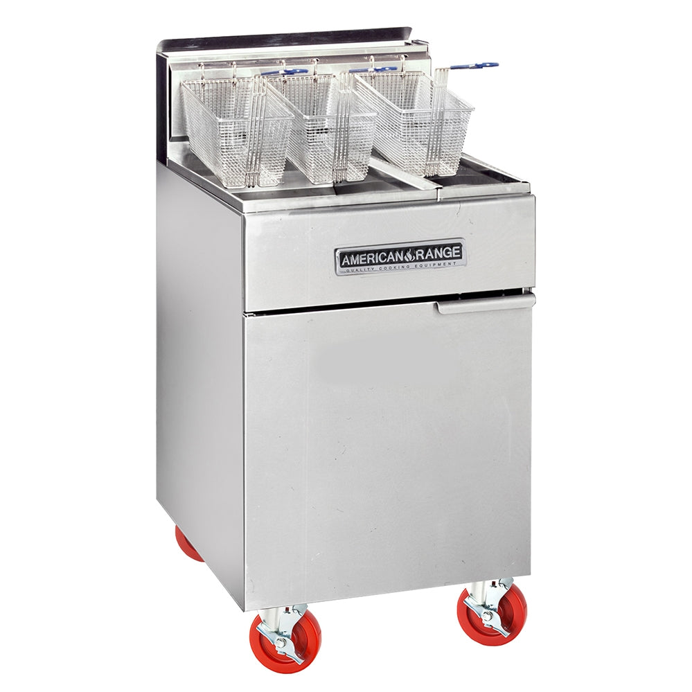 American Range AF-50/25 Multiple Battery Gas Fryer w/ 50 lbs & 25 lbs Frypots, 40.000 BTU